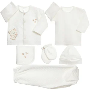 Ajuar para bebé unisex beige – Set completo de algodón 6 piezas