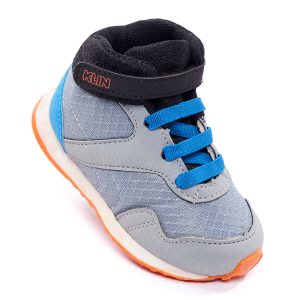 Zapatilla Deportiva para Bebé Niño Gris Turquesa y Negro con Caña