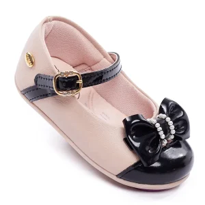 Zapatos Ballerinas para Bebé Niña con Lazo color Nude Negro