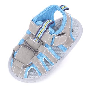 Sandalias para Bebé Gris con Celeste Cerrada