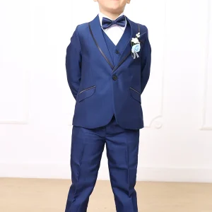 TERNO DE 3 PIEZAS PARA NIÑO SOFISTICADO AZUL BARCELONA VERSAGE NEGRO SATINADO