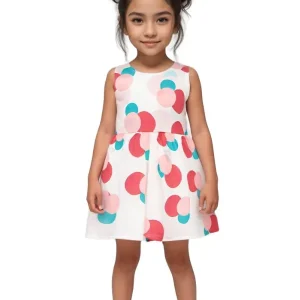Vestido Para Bebe Niña Blanco con Lunares Grandes y Sombrero Tricolor